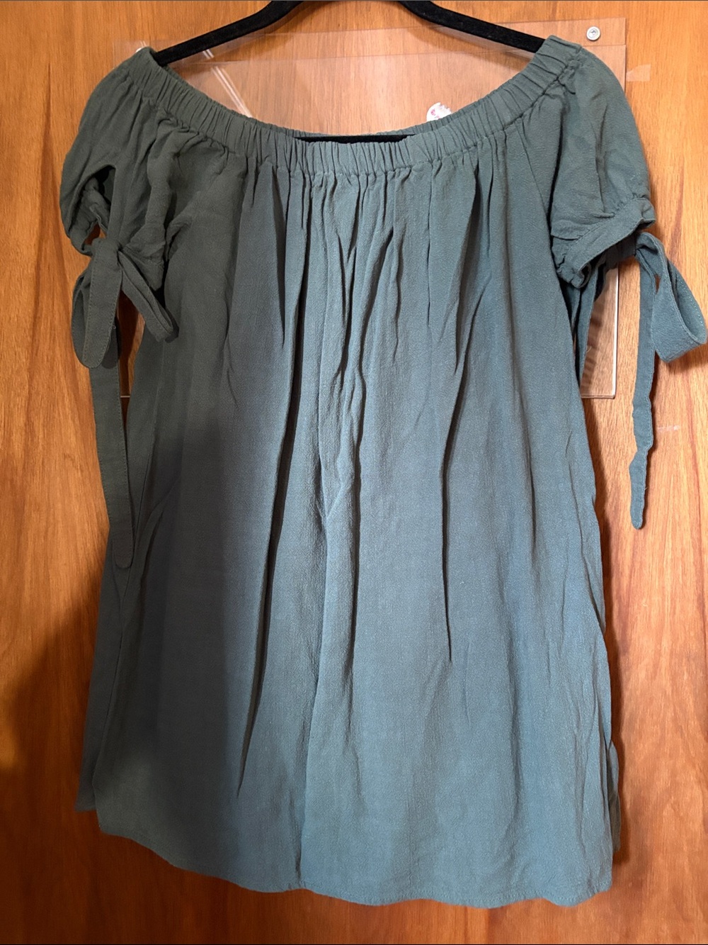 Lulus Off-the-Shoulder Sage Green Tie-Sleeve Women's Top